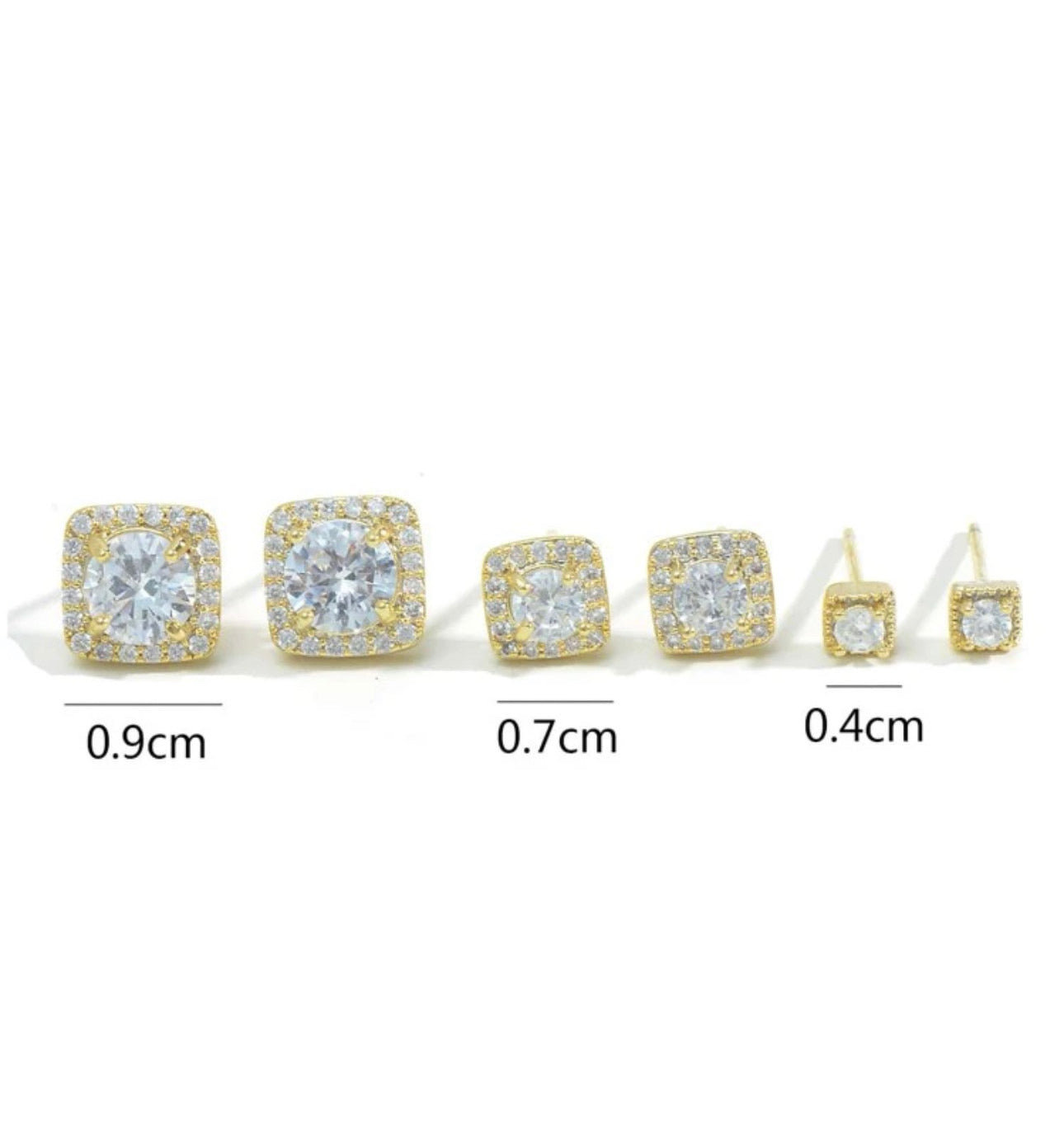 Luxe Zirconia Stud Set – 3-Delige Oorbellen (Goud)