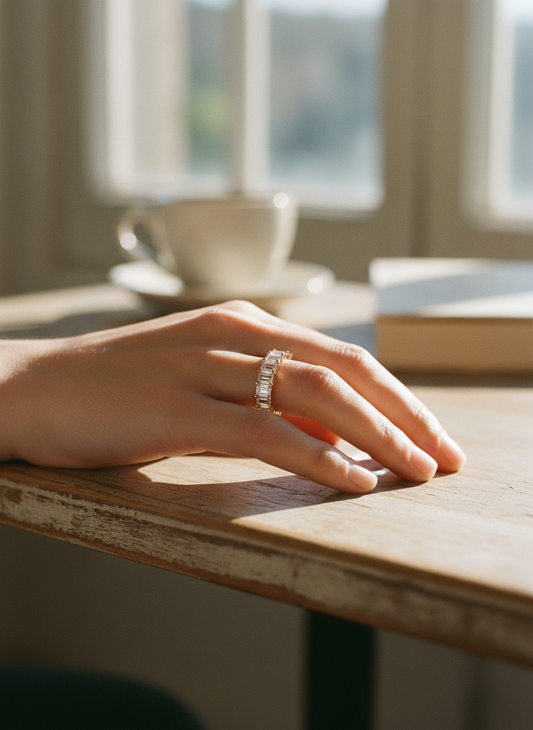 Baguette Eternity Ring – Gold Tone & Zirconia