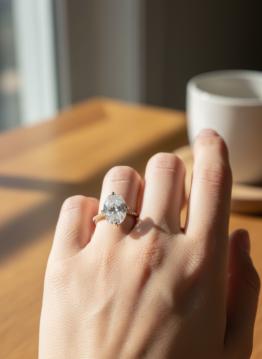 Oval Cut Statement Ring – Gold Tone